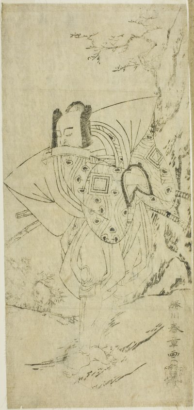 1770 年 11 月在中村剧场演出的《鵺之森一叶之马托》中饰演一之早田忠三的演员市川团藏三世 作者 胜川俊章