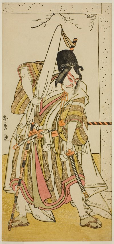 1776 年七月在市村剧场演出的《菅原登州天乐神》中饰演松尾丸的演员市川惠比藏三世 作者 胜川俊章