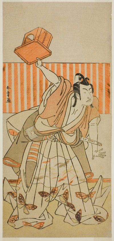 1778年3月在中村剧场演出的《曾我海道一八荒木》（Kaido Ichi Yawaragi Soga）一剧中饰演上叶之长吉的演员市川门之助二世 作者 胜川俊章