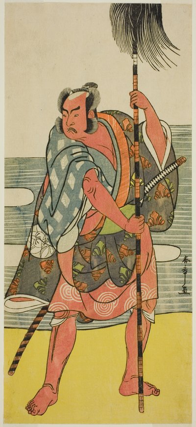 1781 年 11 月在市村剧场演出的戏剧《Mukashi Otoko Yuki no Hinagata》中饰演 Yakko Matahei 的演员 Ichimura Uzaemon IX 作者 胜川俊章