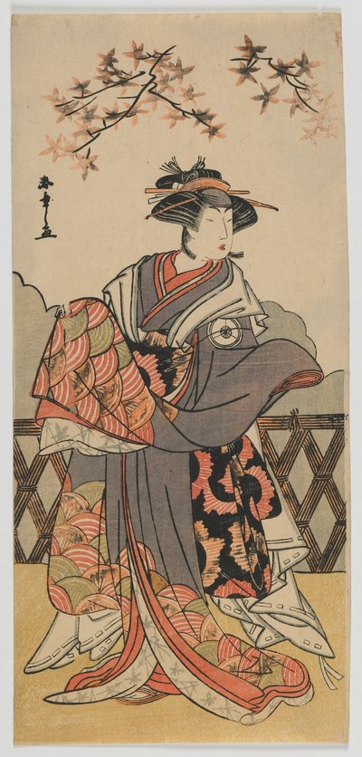 演员岩井半四郎，江户时代，1780 年代末（彩色木刻版画） 作者 胜川俊章