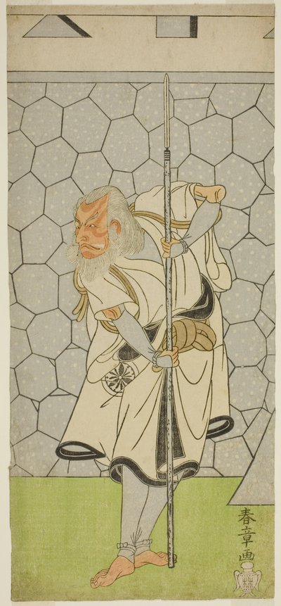1770 年 6 月在中村剧场演出的戏剧《片垣内中子加贺美》中饰演菊地兵库成景的演员松本小四郎三世 作者 胜川俊章