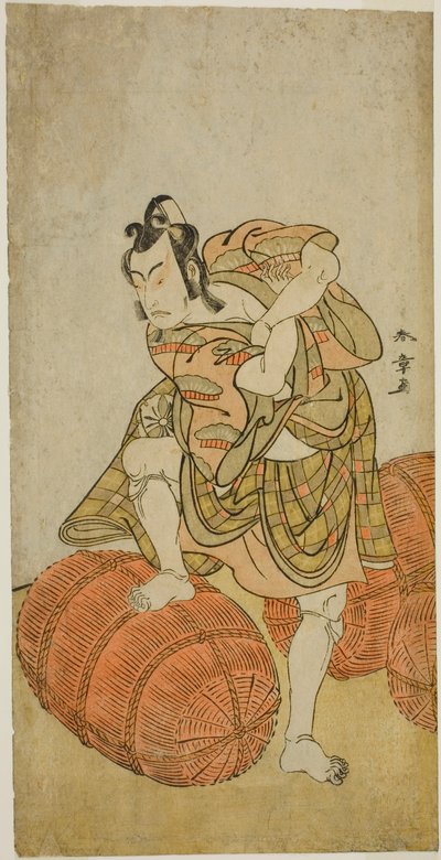 1779 年 4 月在中村剧场演出的《菅原登州天乐神》中饰演松尾丸的演员松本小四郎 作者 胜川俊章