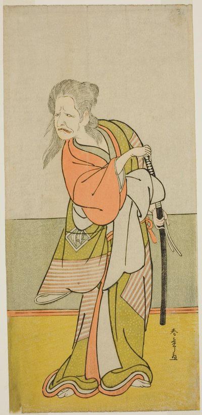 1777 年七月在森田剧场演出的《本能日田大明神》中饰演矢口之卡拉苏巴巴的演员中岛勘左卫门三世 作者 胜川俊章