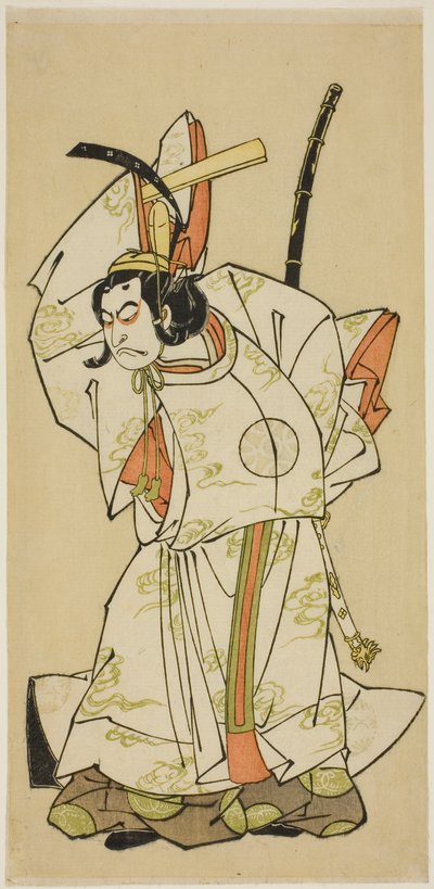 1773 年 11 月在中村剧场演出的话剧《Gohiiki Kanjincho》中饰演高丽平亲王的演员中村中藏一世（？ 作者 胜川俊章