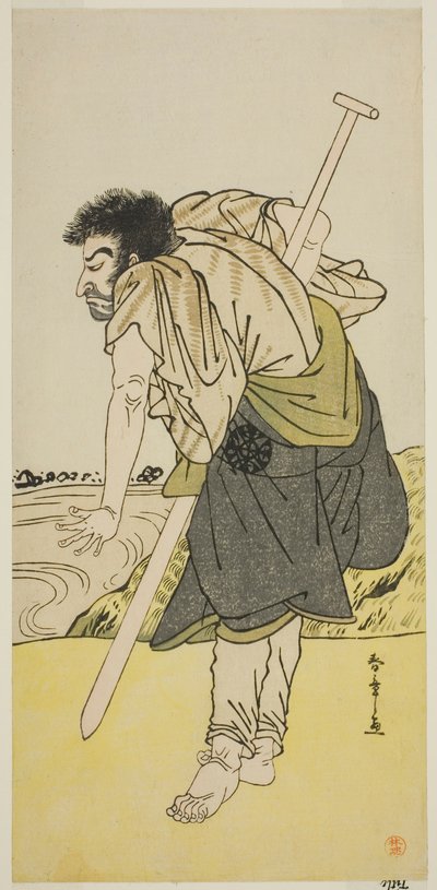1779 年二月在森田剧场上演的《江户名僧绿曾我》中饰演叛逆僧人大日坊的演员中村中藏一世 作者 胜川俊章