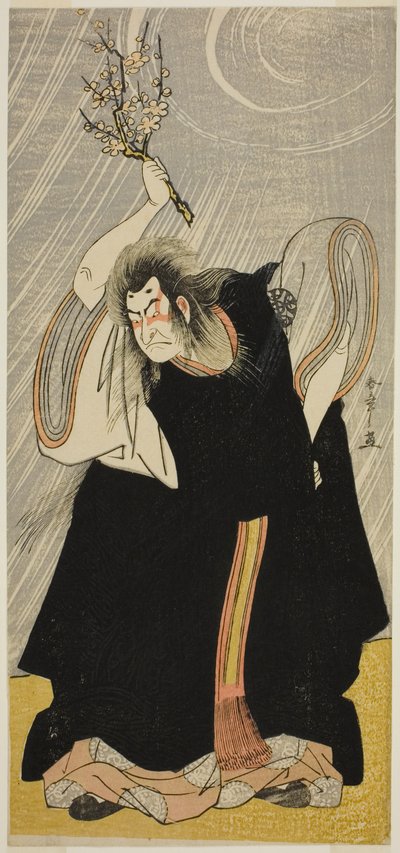 1780 年 3 月在森田剧场演出的戏剧《菅原田居天雷神》中饰演雷神的演员中村仲三（Nakamura Nakazo I），坎庄严的化身 作者 胜川俊章