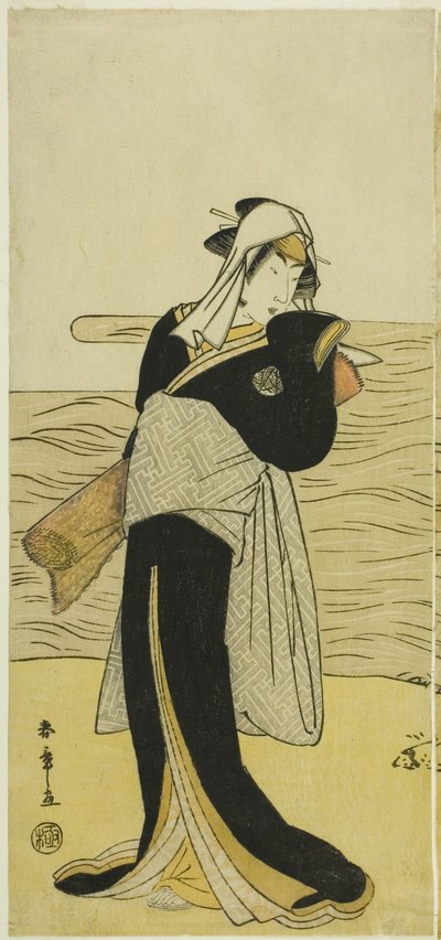1783 年 5 月在市村剧场演出的话剧《小吹班濑曾我》中饰演伪装成下层妓女的小柴加梦之女花子的演员中村理子一世 作者 胜川俊章