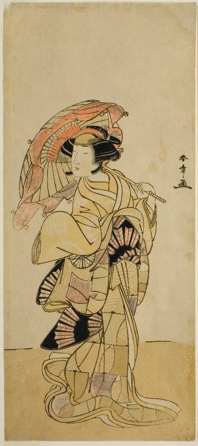 1777 年 11 月在市村剧场演出的话剧《Chigo Torii Tobiiri Kitsune》中饰演乌波伽岳山雌狐的演员中村富十郎一世 作者 胜川俊章
