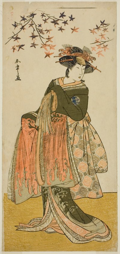 1781年4月在市村剧场上演的《歌舞伎之花》中饰演艺伎雪野（或大雪）的演员中山富三郎一世 作者 胜川俊章
