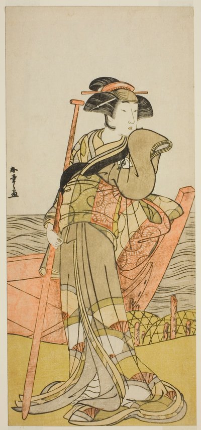 1779 年二月在盛田剧院上演的戏剧《江户名所绿曾》中饰演 Akoya 的演员小野江松介一世 作者 胜川俊章