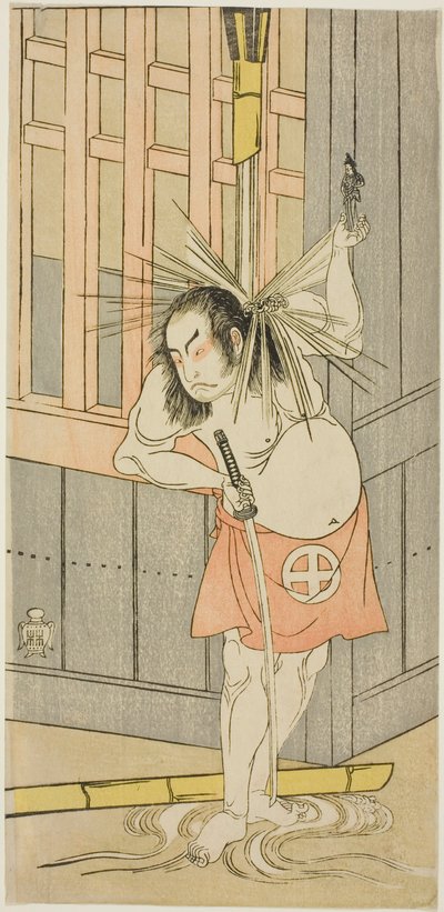 演员大谷弘治三世，可能在《富士山的雪：曾我的复仇》中饰演赤谷半七，1770 年正月十五起在市村剧院演出 作者 胜川俊章