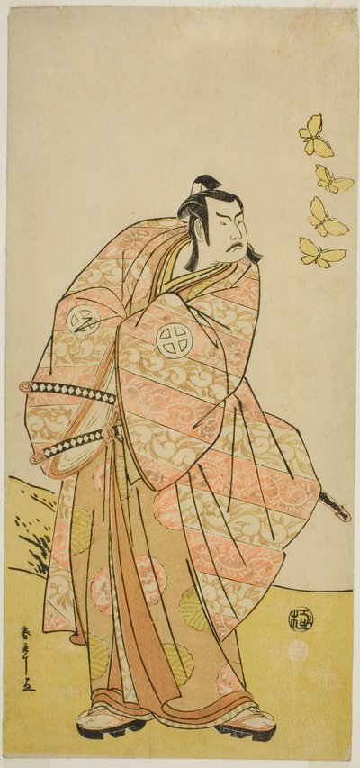 1789 年 11 月在市村剧场演出的《花之江户正门祭》中饰演牧野有太郎时泉的演员大谷弘治三世 作者 胜川俊章