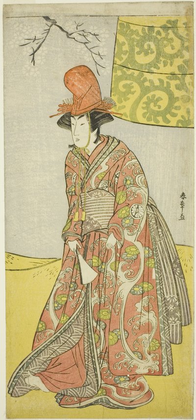 濑川菊之条三世（？）或濑川大目（？）饰演武尊道场寺的白鸟舞者，1783 年 4 月在中村剧场（？）演出的戏剧《江户之花 Mimasu Soga》（？ 作者 胜川俊章