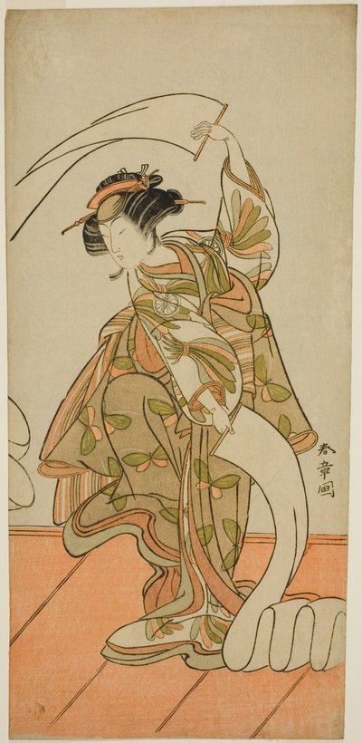 1775 年 11 月在中村剧场演出的戏剧《花灯源氏喜姬》中饰演歌妓木濑川的演员濑川菊之条三世（Segawa Kikunojo III 作者 Katsukawa Shunsho