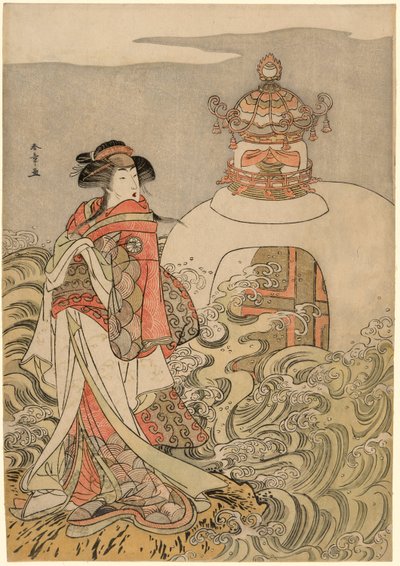 1778 年 11 月在市村剧场演出的《崎政也梅之卡奇多吉》中饰演龙公主的演员濑川菊之条三世 作者 胜川俊章