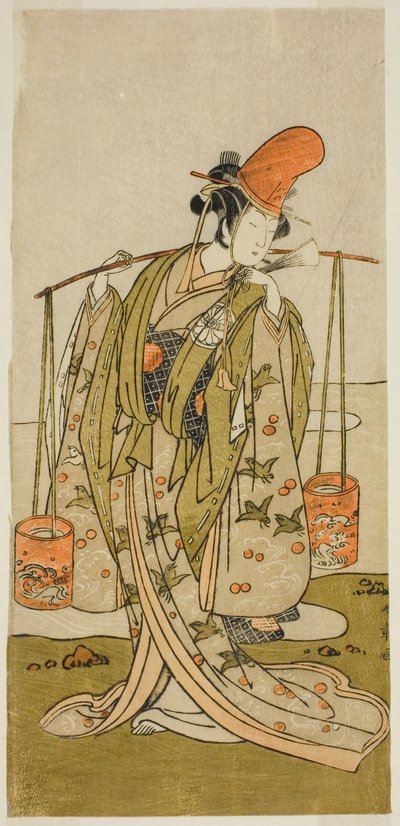 1773 年 11 月在中村剧场演出的《五桧观人町》中饰演村长的演员濑川北次三世 作者 胜川俊章
