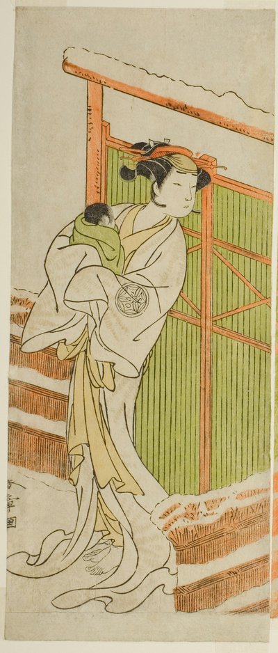 1772 年 11 月在森田剧场演出的《伊豆五代目柴之干支》中饰演莫希奥的演员山下金作二世 作者 胜川俊章