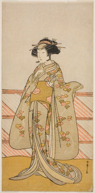 1776 年 11 月在中村剧场（？）演出的话剧《Sakuya Kono Hana no Kaomise》中饰演玉墨之玫的演员吉泽伊吕叶（？ 作者 胜川俊章