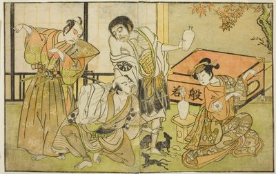 岩井半四郎（饰演大津鬼宗）、中村仲三（饰演雷吾阿阇梨）、坂田透三郎（饰演镰田权之神正赖）和市川耀三（饰演酒宗鬼宗）（从右至左）在中村T剧场演出的话剧《鵺之森一叶之和》中。 作者 胜川俊章