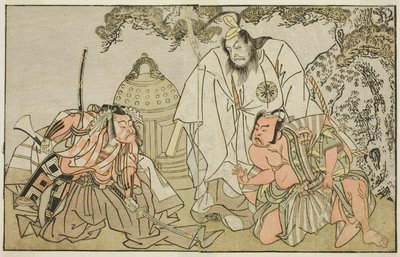 演员中岛三右卫门二世饰演荒卷三美四郎（右）、松本小四郎二世饰演大友之山（中）、市川团藏三世饰演韩屋五郎（左），在第十一届日本戏剧节中在中村剧场演出的话剧《国之花小野之五味寺》中饰演荒卷三美四郎（右）、松本小四郎二世饰演大友之山（中）、市川团藏三世饰演韩屋五郎（左）。 作者 胜川俊章