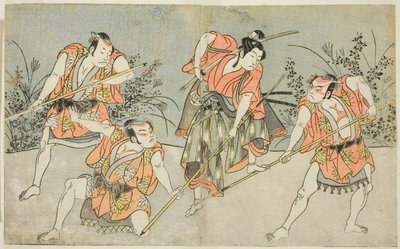 演员中村柏木饰演若树（右二），三位身份不明的演员饰演亚科 作者 胜川俊章