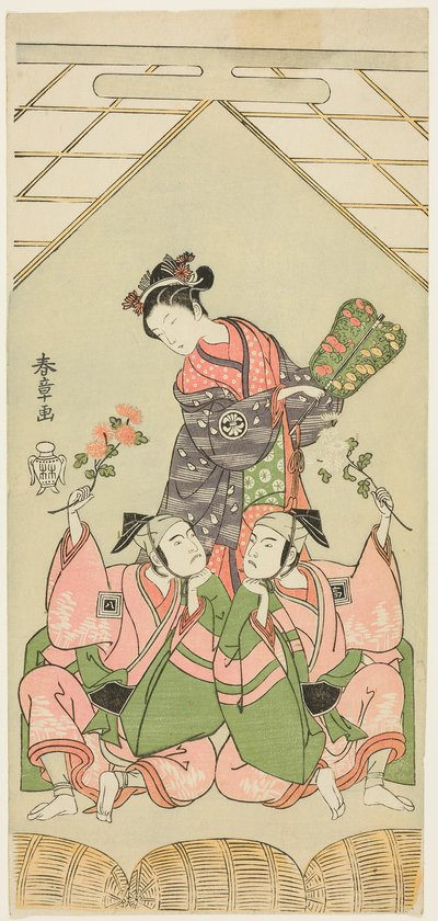 濑川菊之条二世饰演湿身护士玲玲、市川驹三世饰演骏河八郎（右）、市川耀三二世饰演多田仓道（左）、市川驹三世饰演三味线演奏者吉吉内（左），在场景中演出 作者 胜川俊章