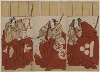 在《四大天王》中饰演卜部宿岳的市川门之助二世、饰演碓井贞光的大野江松介一世以及饰演渡边纲的中村中藏一世，他们都装扮成守夜人。 作者 胜川顺山