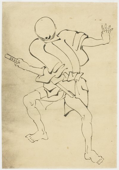武装乘务员（研究），c.1815-1849年（纸上墨水） 作者 北斋葛饰（学校）