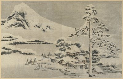 （雪中的海滨村庄），1814年 作者 葛饰北斋