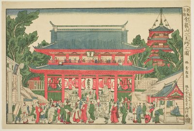 透视图：金龙山寺二天王门（浮世绘：金龙山二门之门） 作者 葛饰北斋