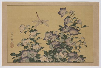 铃兰花和蜻蜓（彩色木刻版画 作者 葛饰北斋