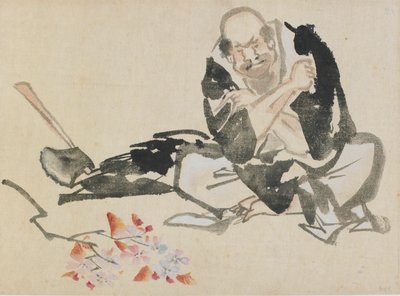佛教寓言故事：一个牧师在燃烧樱桃树枝，18世纪末至19世纪初。 作者 葛饰北斋