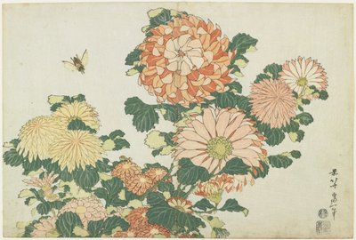 菊花和马蝇，c。 1832 作者 葛饰北斋