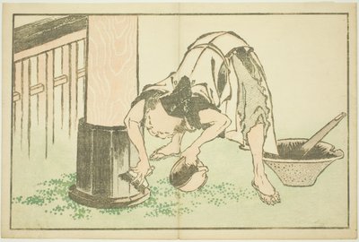 在寺庙工作的工匠，选自《北斋写实画集》（北斋写真集） 作者 葛饰北斋