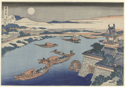 月光下的淀川
淀川（物体上的标题）
雪、月、花（系列名称）
节节高（物体上的系列名称） 作者 葛饰北斋