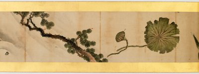 详细的手卷与杂项图像，江户时代，1839墨水和纸上的颜色 作者 葛饰北斋