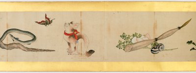 详细的手卷与杂项图像，江户时代，1839墨水和纸上的颜色 作者 葛饰北斋