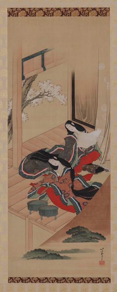 早蕨，《源氏物语》第48章，江户时期，约1810-1814年。 作者 葛饰北斋