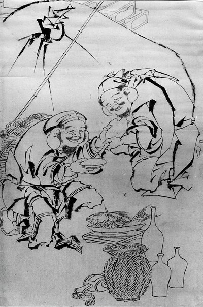 惠比寿和大国庆祝新年节，18-19世纪。 作者 葛饰北斋