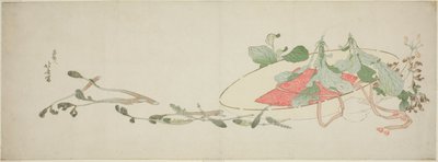帽子上的花朵和春绿 作者 葛饰北斋