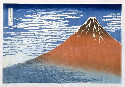 天气晴朗的富士山，1831年，从系列&39;36山景。 Fuji&39;Hokusai，Katsushika（1760-1849）（手工彩色木版画） 作者 葛饰北斋