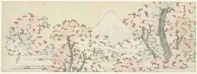 樱花之上的富士山，约1800-1805年（木刻） 作者 葛饰北斋