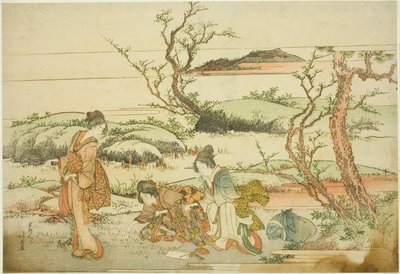 采集春菜，选自画册 "春天的富士山（春之富士山）" 作者 葛饰北斋