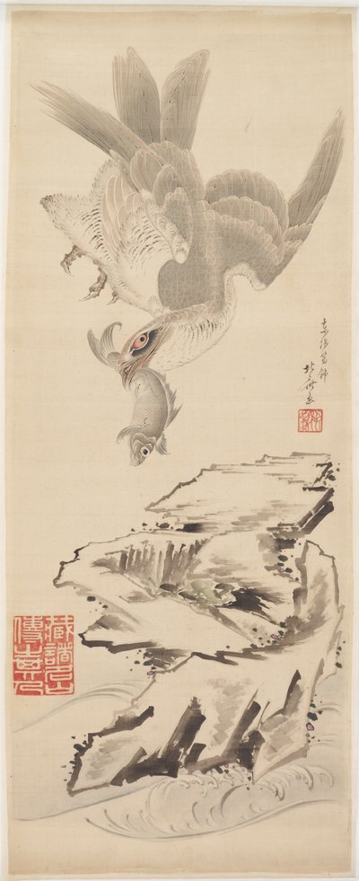 鹰和鱼，18世纪末至19世纪初。 作者 葛饰北斋