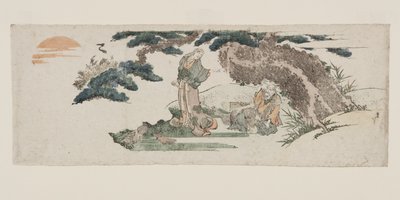 高砂的古老夫妇J和Uba（彩色木版画）。 作者 葛饰北斋