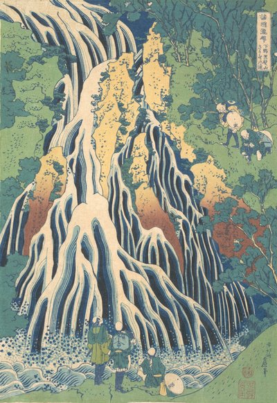下町黑神山的Kirifuri瀑布 下町黑神山Kirifur...，约。1832. 作者 葛饰北斋