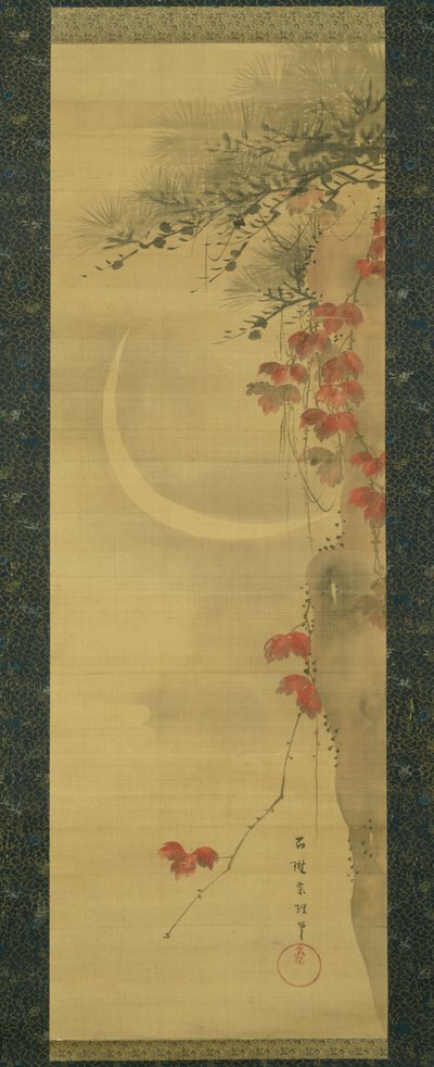 月亮、松树和枫树 作者 葛饰北斋