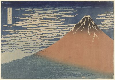 天气晴朗的富士山（也称为红富士），1830（木版画） 作者 葛饰北斋