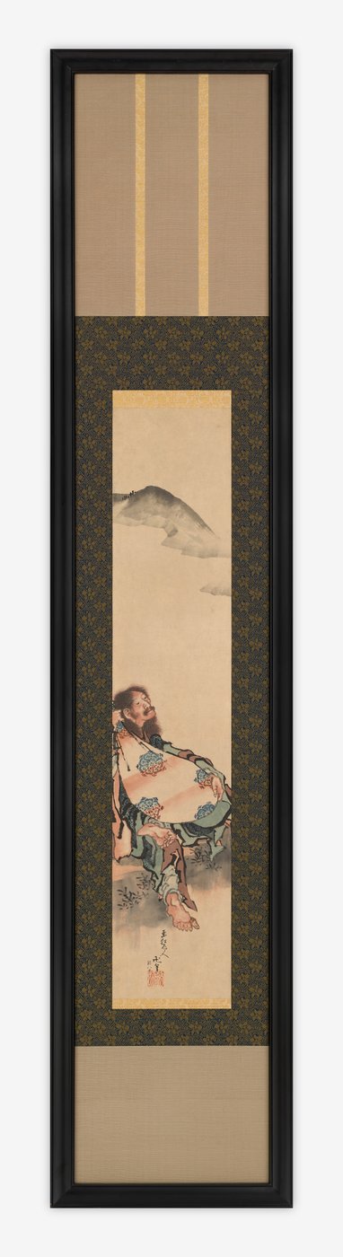 诗人Semimaru和他的袋子里的琵琶，江户时期，1839年。 作者 葛饰北斋